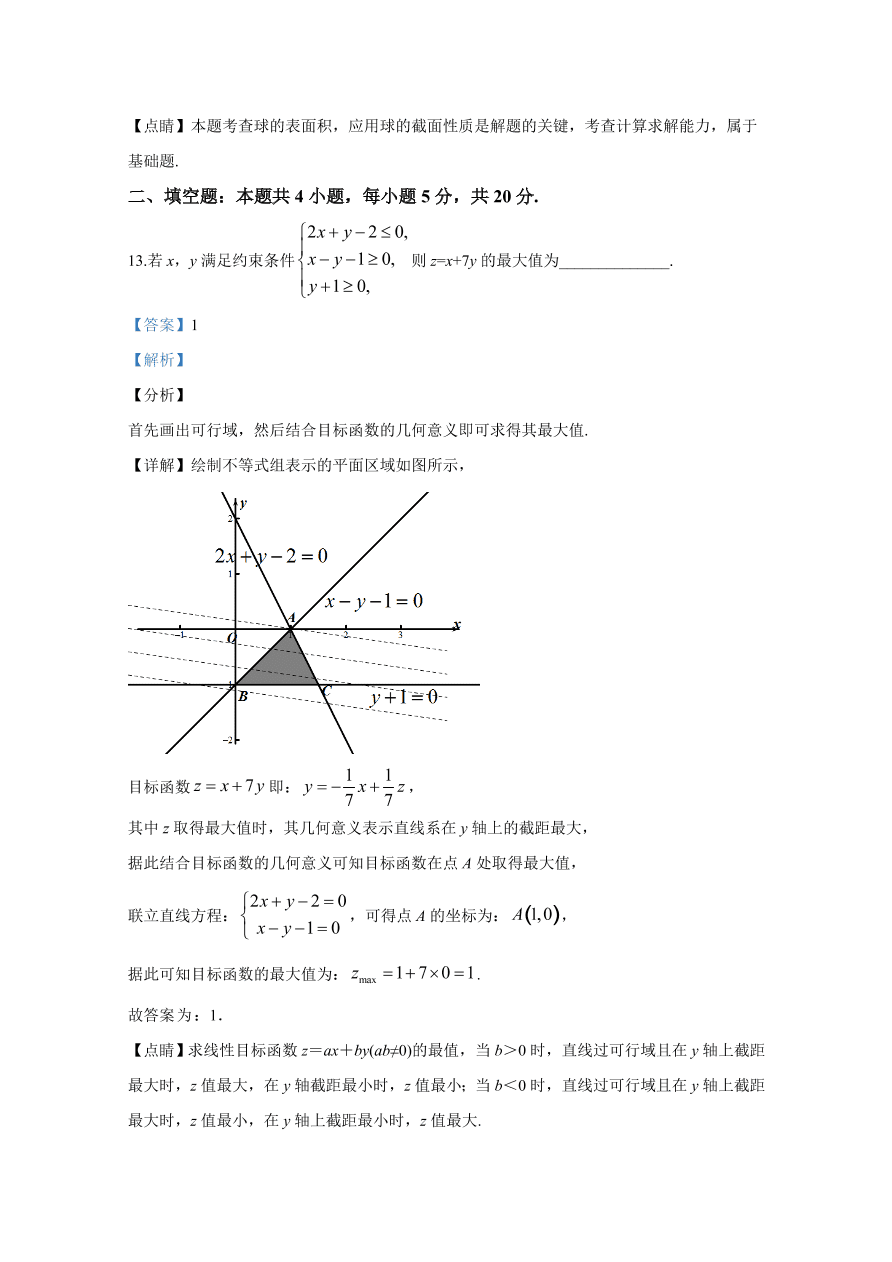 2020年高考数学文科（全国卷Ⅰ） (含答案）