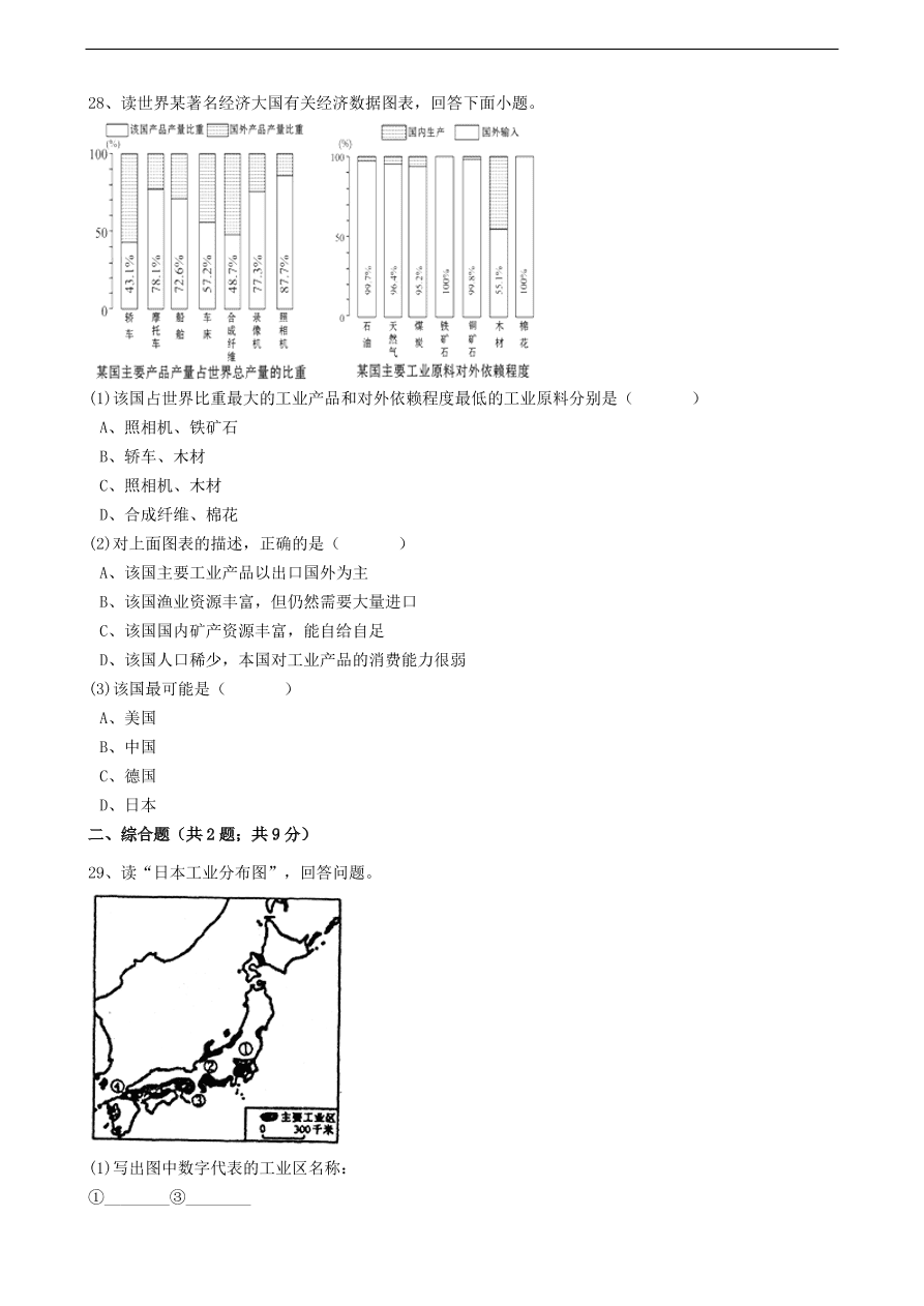 中考地理备考专题  16 日本（含解析）