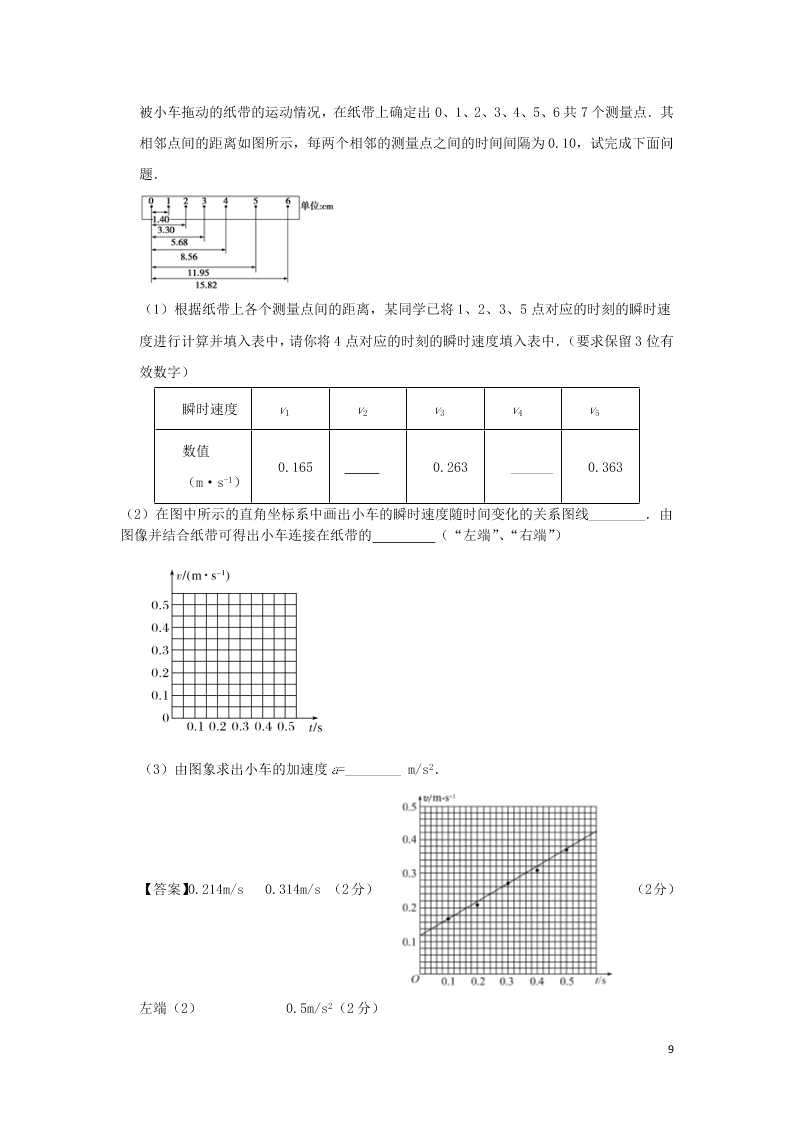 湖北省武汉市华中科技大学附属中学2020-2021学年高一物理10月月考试题（含答案）