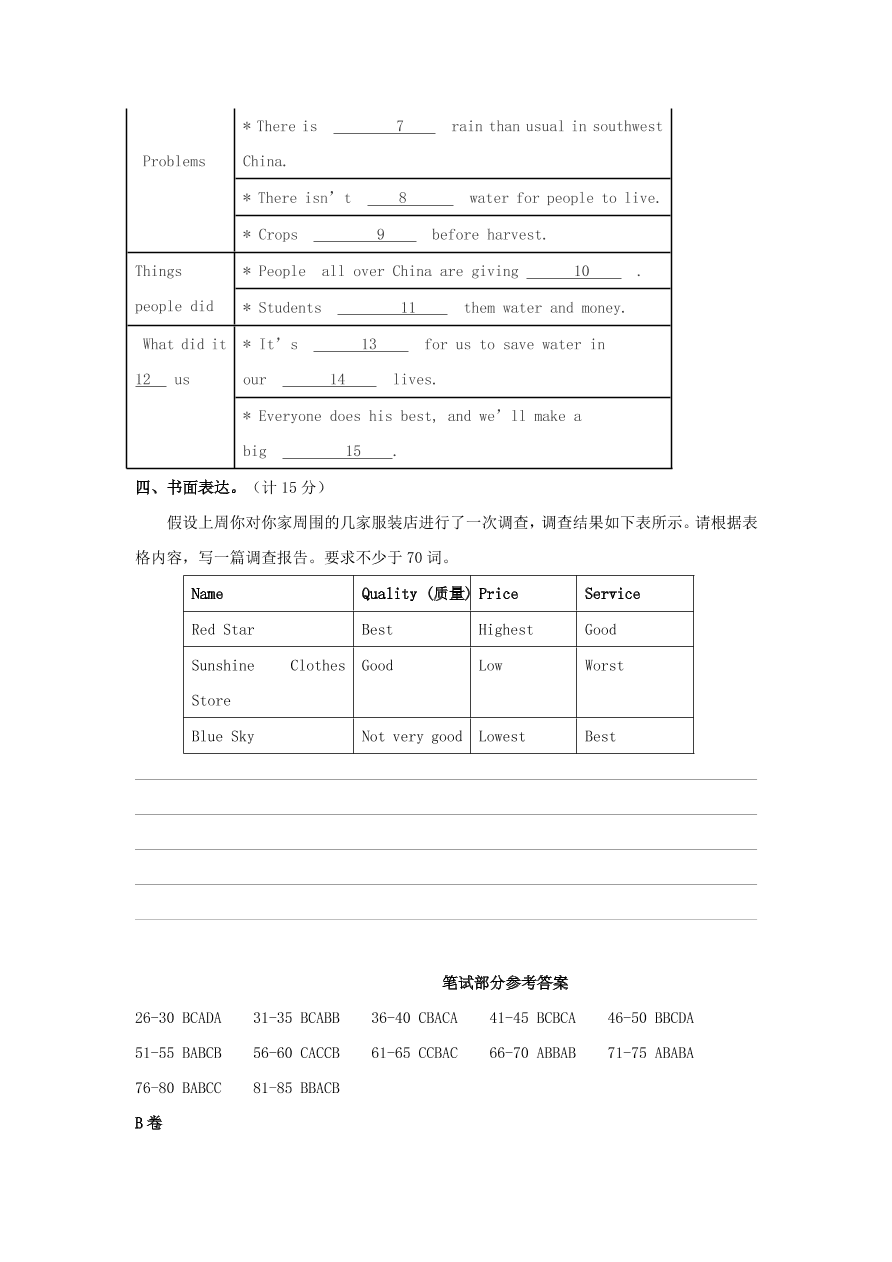 2020-2021八年级英语上册Unit4单元测试卷（含答案人教新目标版）