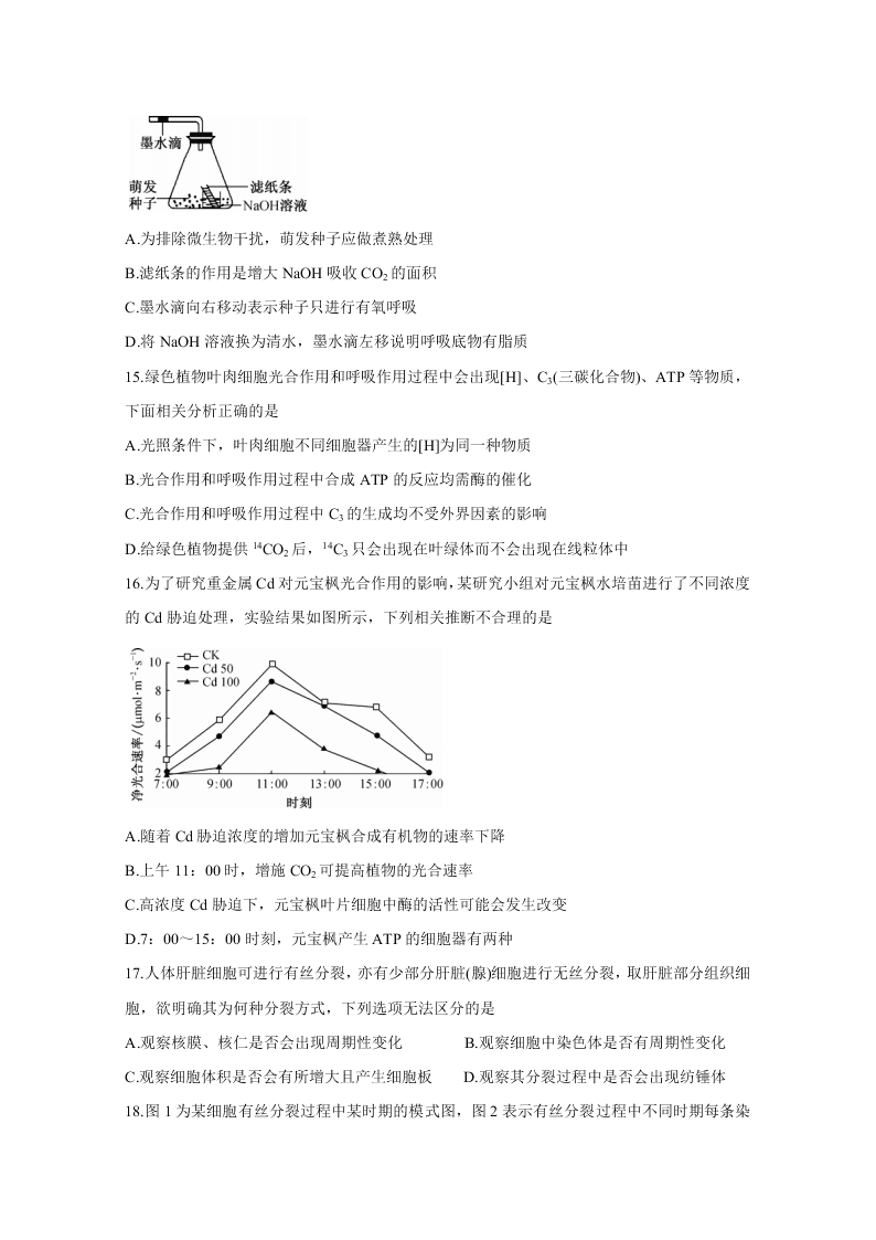 河南省2021届高三生物10月联考试题（Word版附答案）