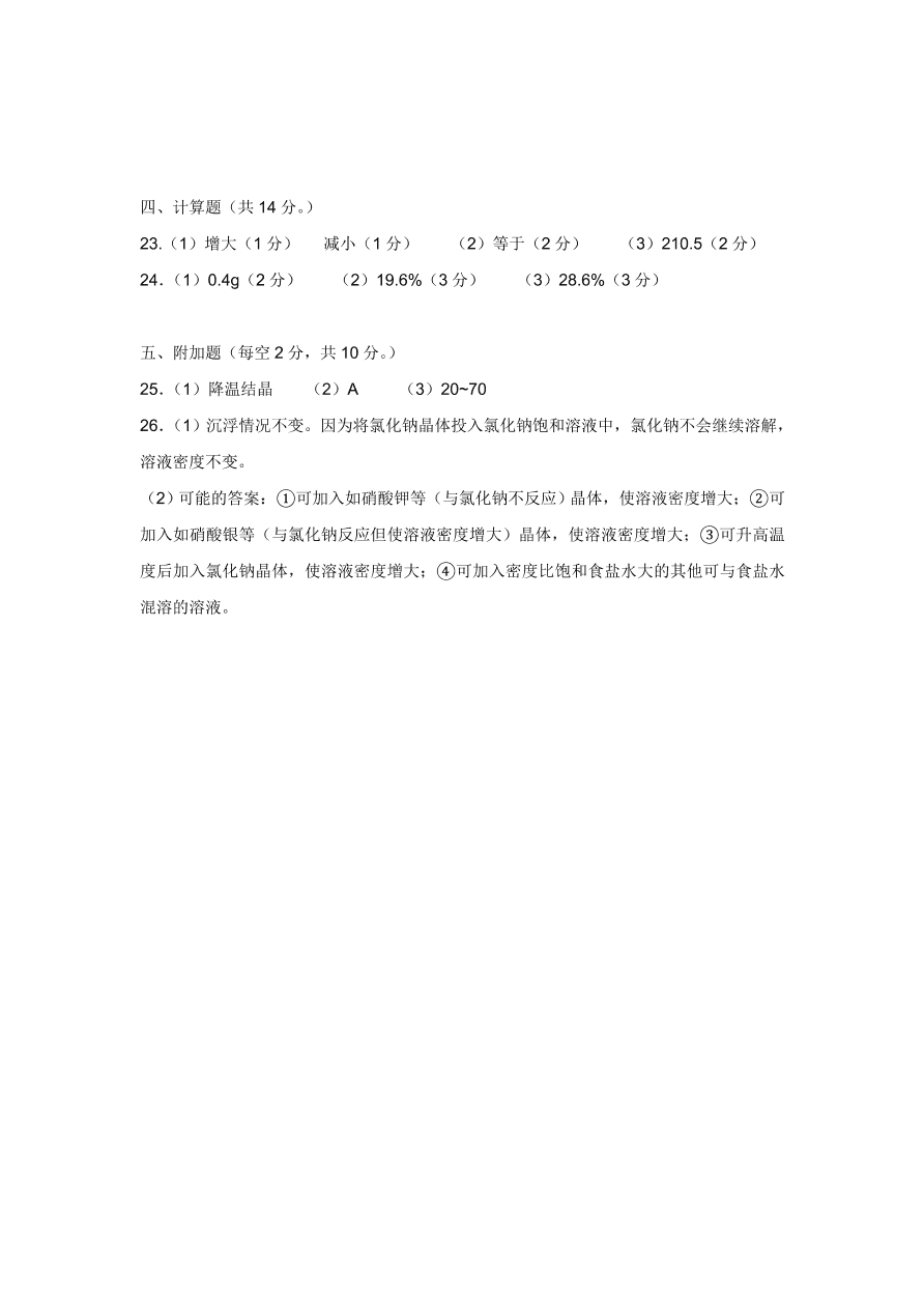 人教版 九年级化学下册第9单元测试卷