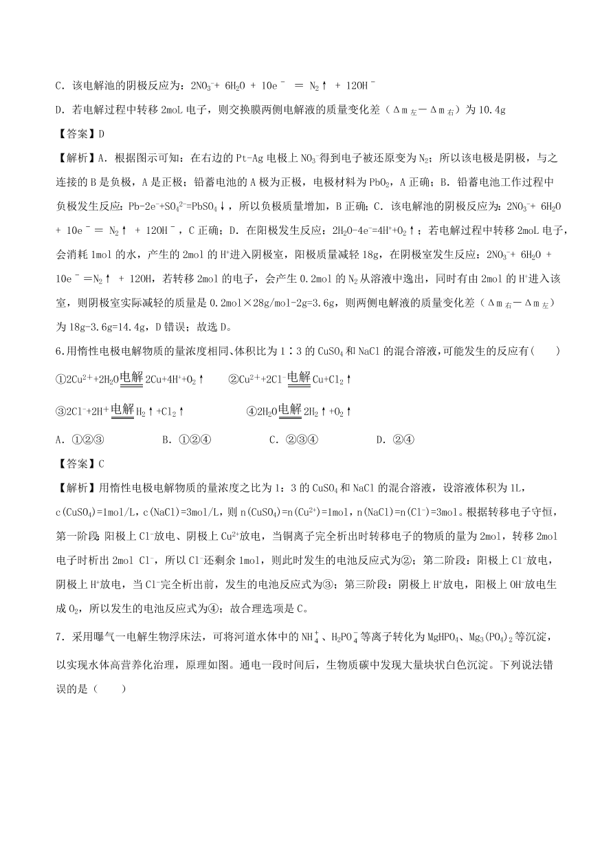 2020-2021年高考化学精选考点突破13 电解原理及应用