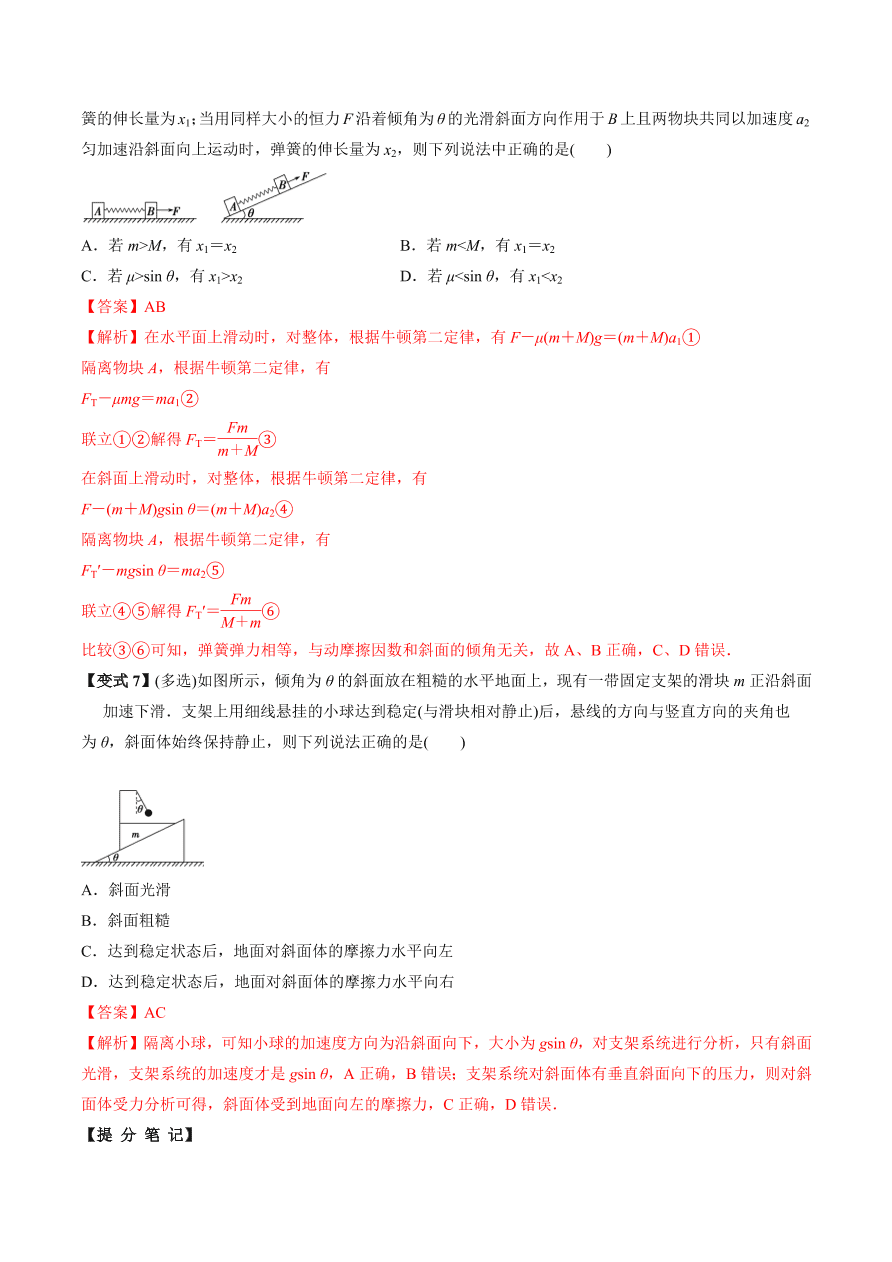 2020-2021学年高三物理一轮复习考点专题11 牛顿第二定律及应用