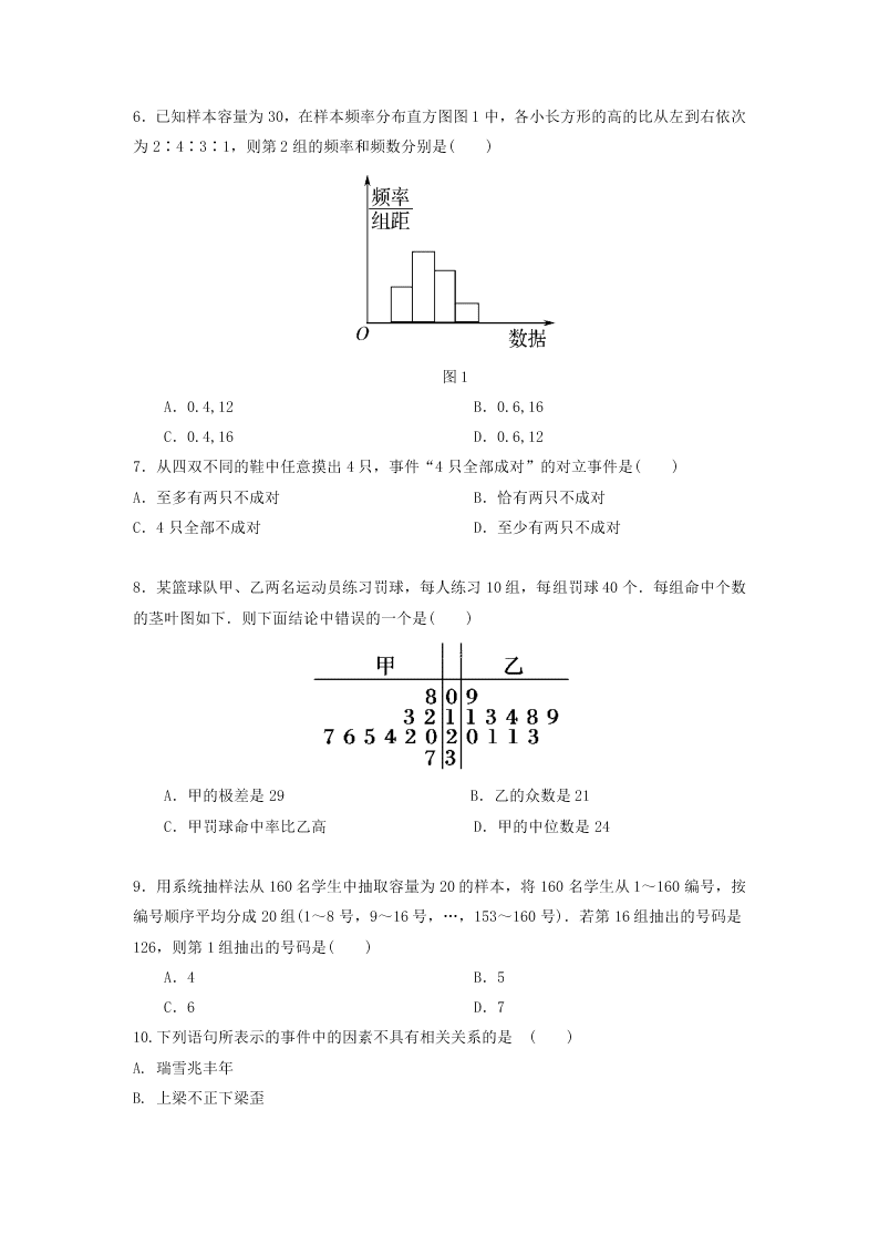 内蒙古赤峰市第二地质中学2019-2020学年上学期高二10月月考数学试卷（无答案）