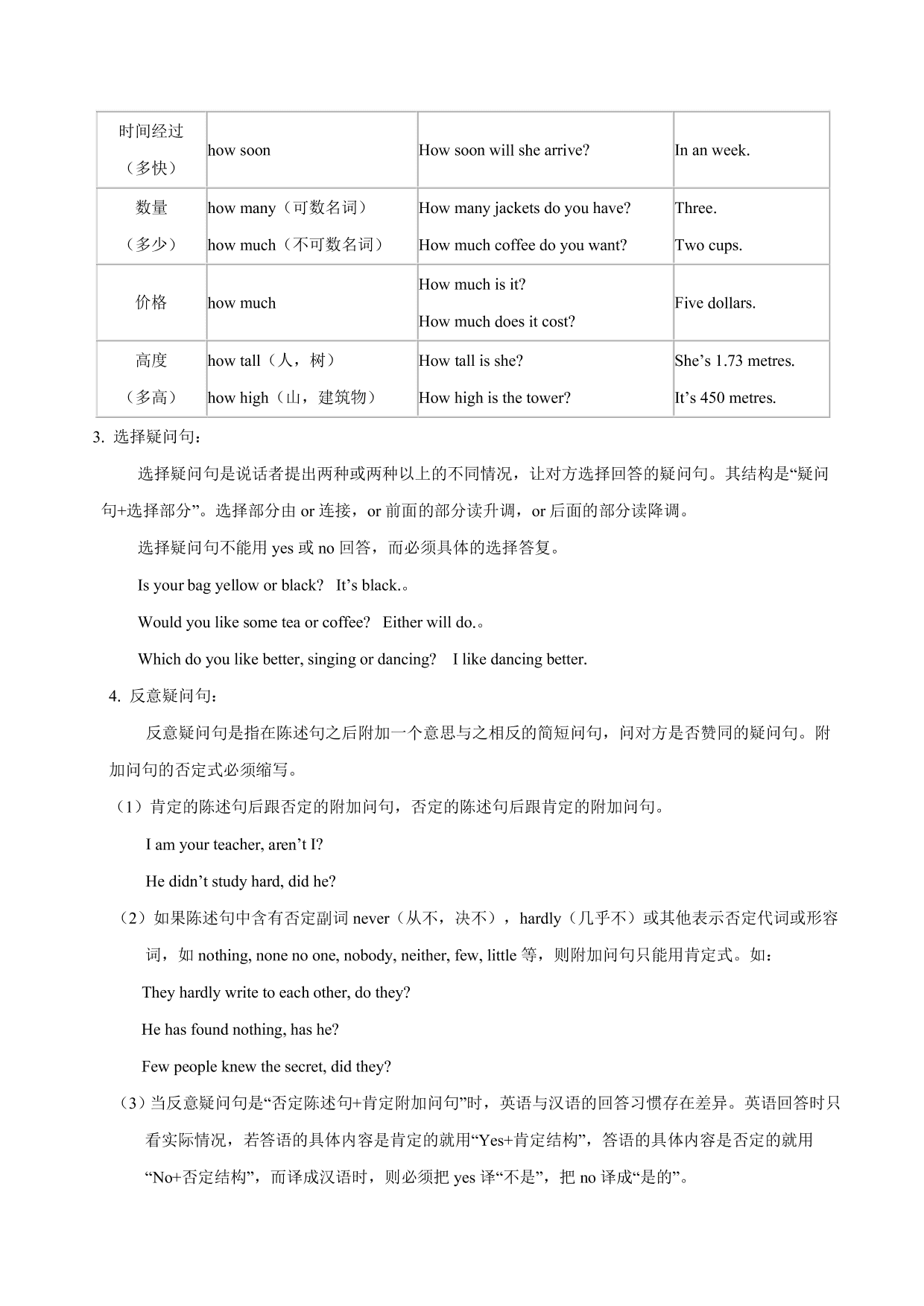 2020-2021学年中考英语语法考点精讲练习：句子种类