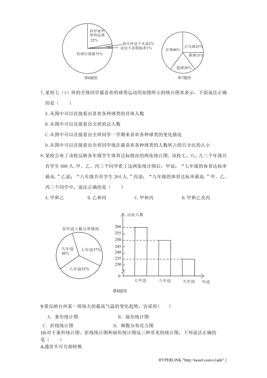 北师大版七年级数学上册第6章《数据的收集与整理》单元测试试卷及答案（4）