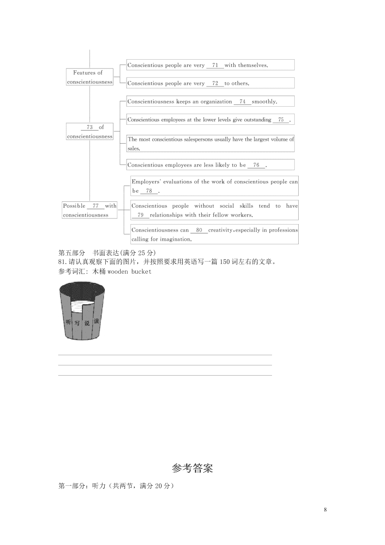 江苏省2020高考英语名师原创冲刺复习卷及答案（5）