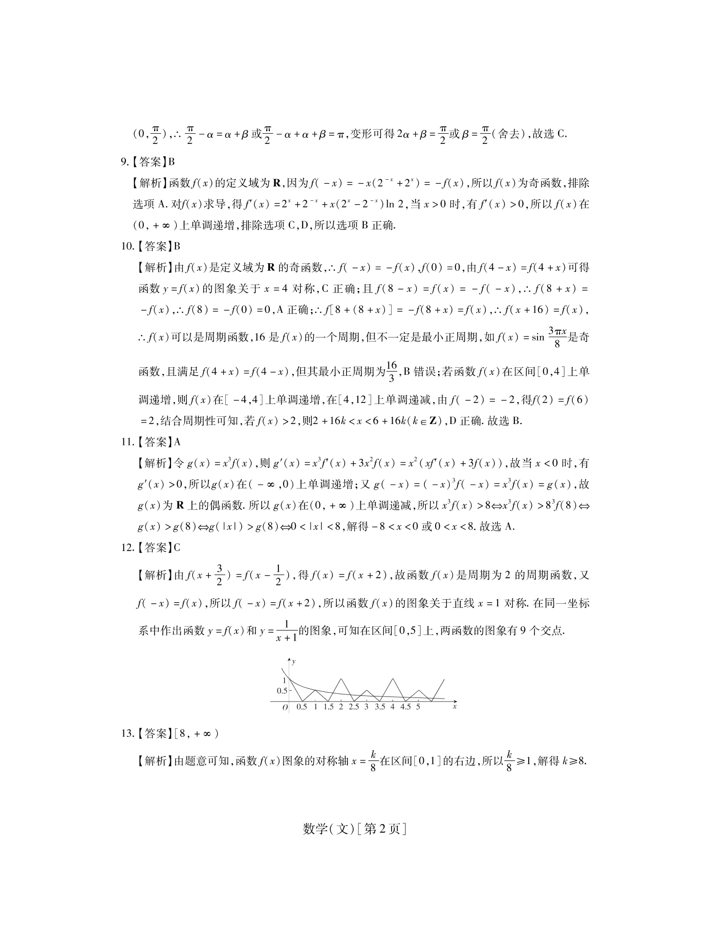 山西省运城市高中联合体2021届高三（文）数学10月月考试题（pdf版）