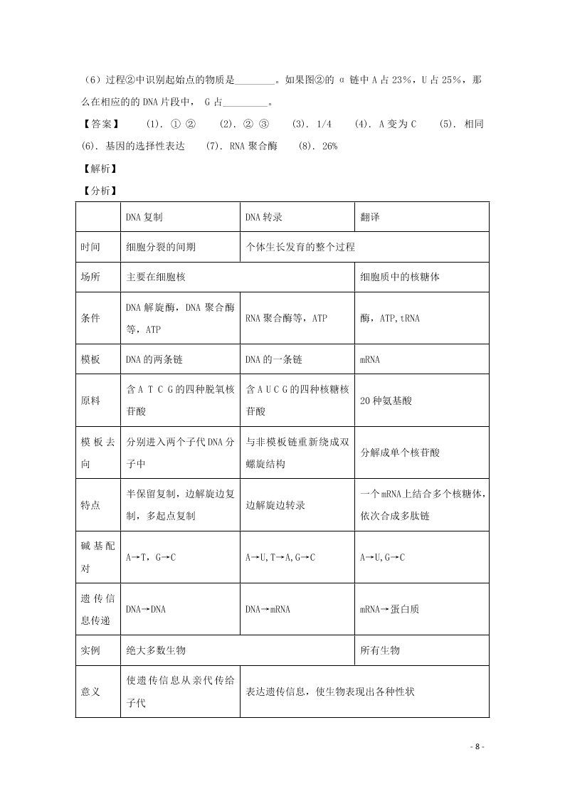 四川省宜宾市叙州区二中2020学年高二生物上学期期末考试试题（含解析）