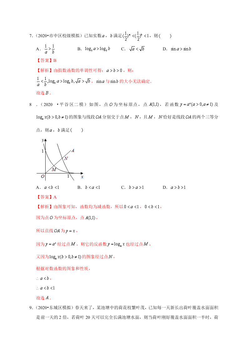 2020-2021学年高考数学（理）考点：指数与指数函数 