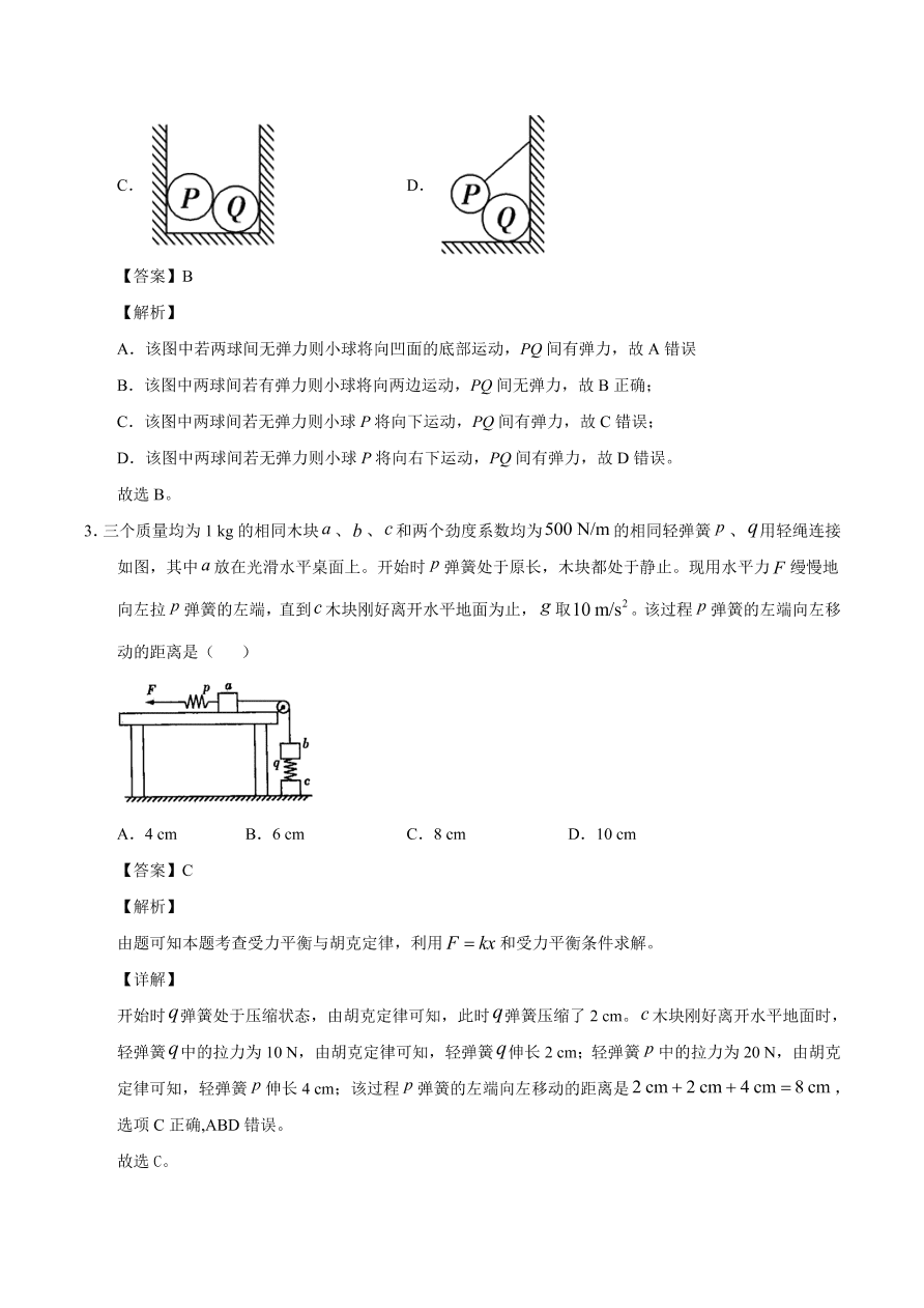 2020-2021学年高一物理课时同步练（人教版必修1）3-2 弹力