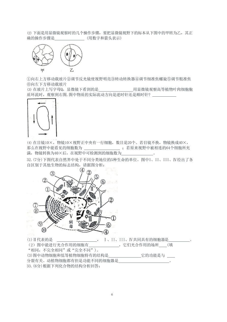 江苏省南京师大附中2020-2021高一生物上学期期中试卷（Word版附答案）