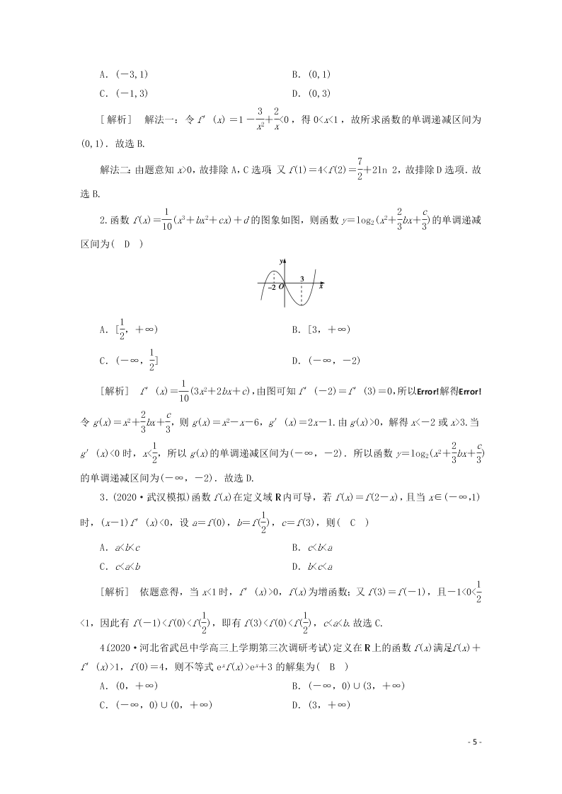 2021版高考数学一轮复习 第二章15导数在研究函数中的应用 练案（含解析） 