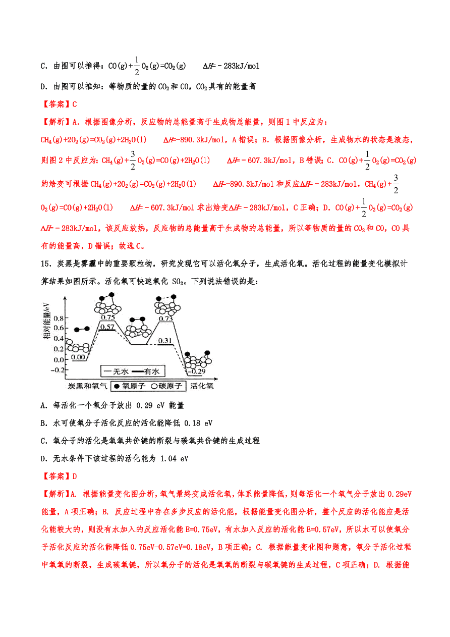 2020-2021年高考化学一轮易错点强化训练：化学反应中的能量变化