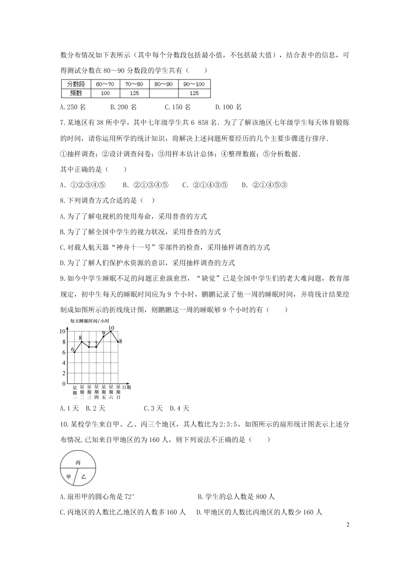 2021年中考数学一轮单元复习10数据的收集与处理