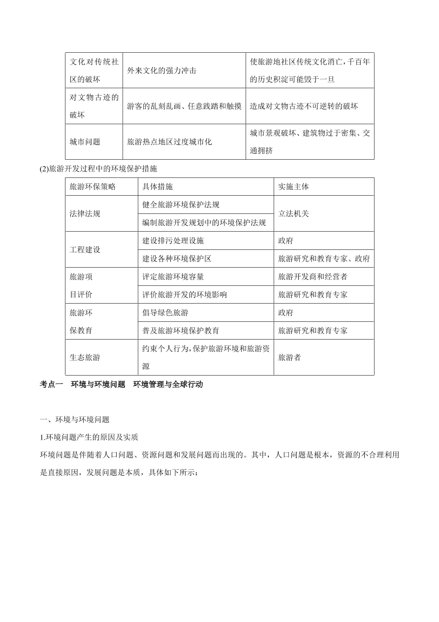 2020-2021学年高考地理一轮复习知识点专题十三 选修内容