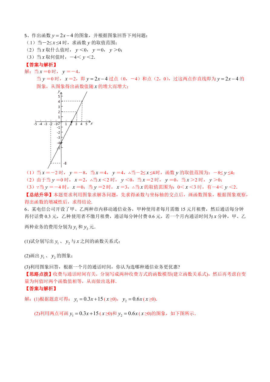 2020-2021学年北师大版初二数学上册难点突破12 一次函数与一元一不等式问题