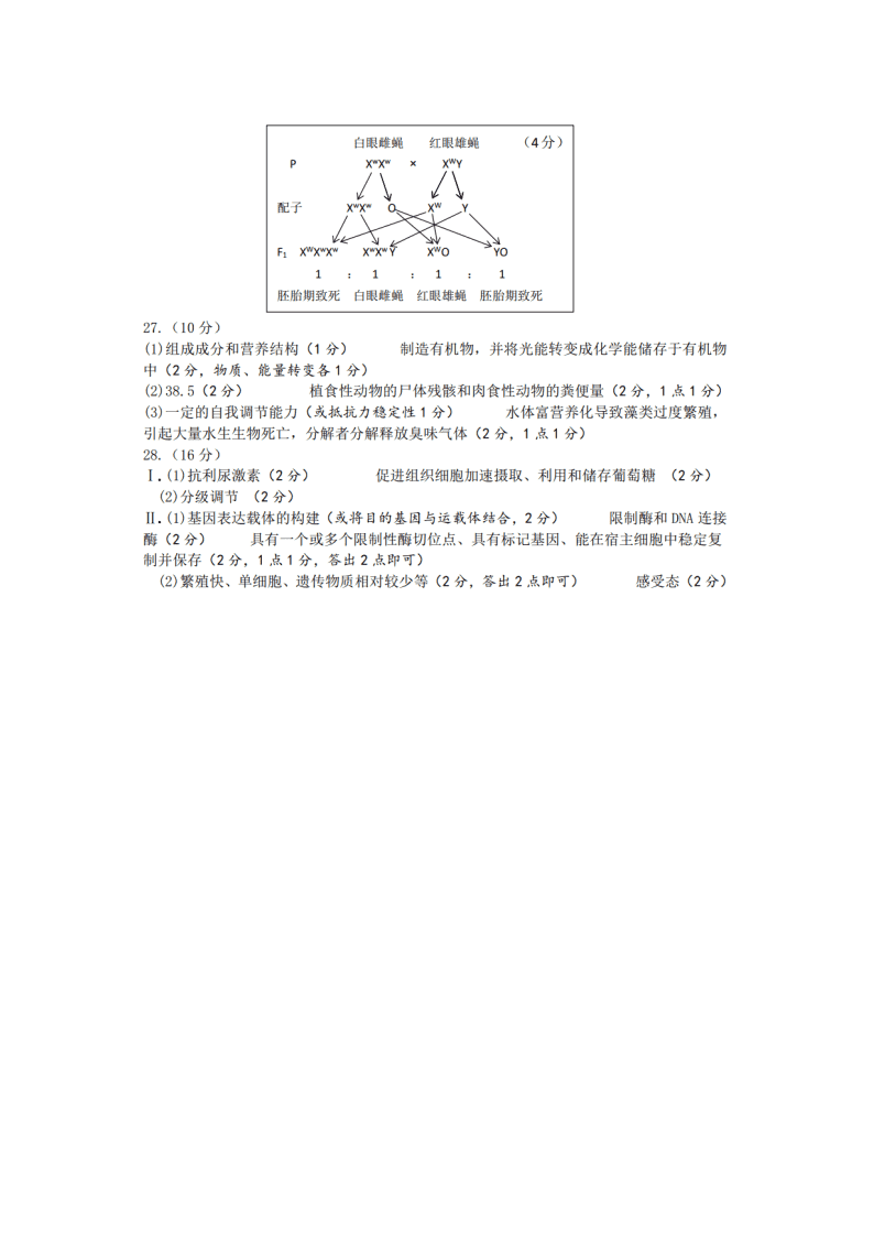 广东省珠海市2019-2020高二生物下学期期末试题（Word版附答案）