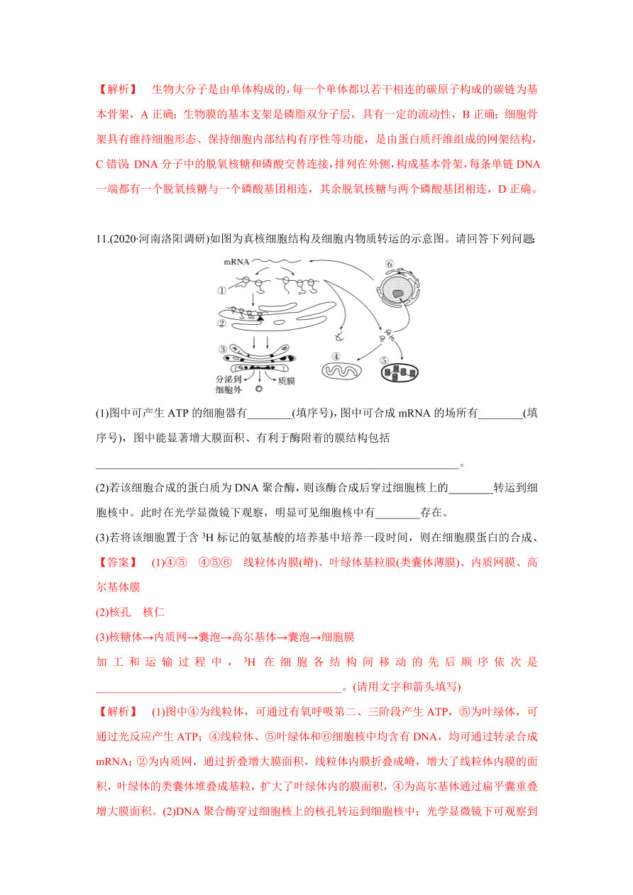 2020-2021学年高三生物一轮复习专题05 细胞器和生物膜（练）