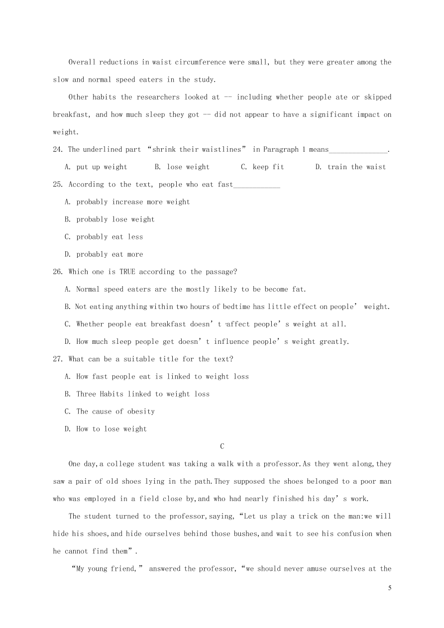 江苏省淮安市涟水县第一中学2020-2021学年高二英语10月阶段性测试试题