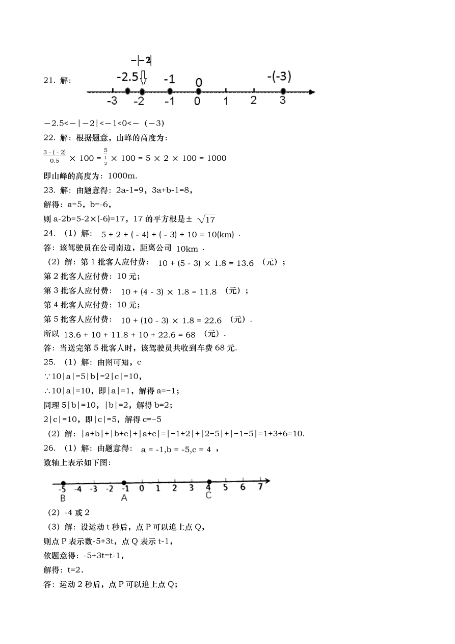 2020-2021学年度浙江省杭州市七年级数学（上）期中试题及答案