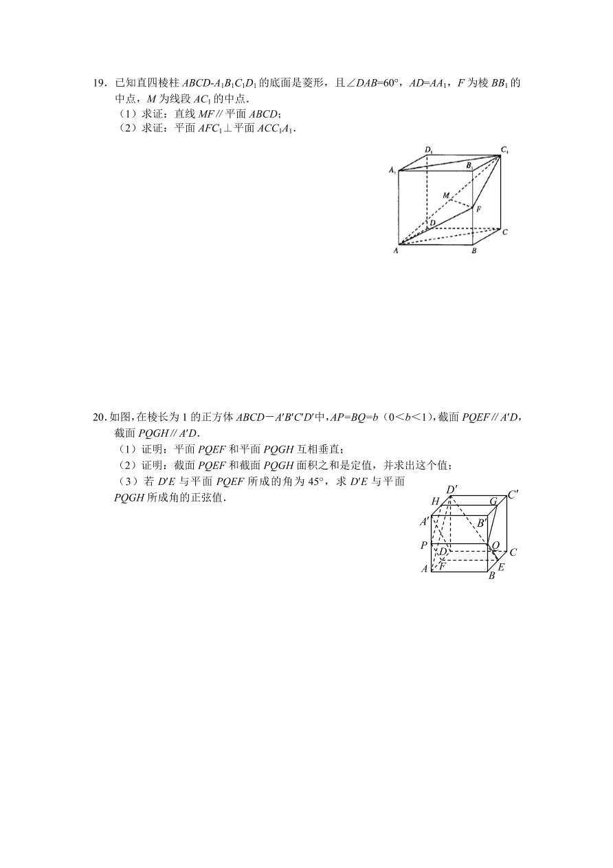 高二数学上册寒假作业3——立体几何