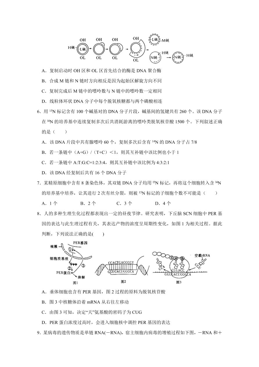 江西省南昌市第二中学2020-2021高二生物上学期期中试题（Word版附答案）