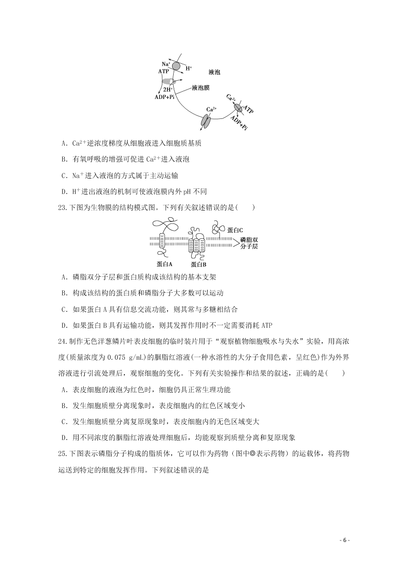 黑龙江省哈尔滨市第六中学校2021届高三生物上学期开学考试试题（含解析）