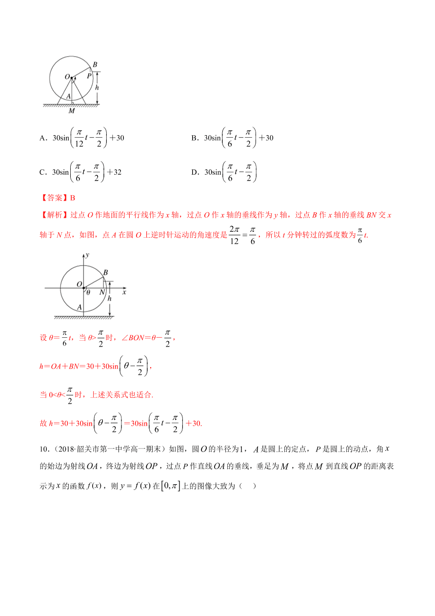 2020-2021学年高一数学课时同步练习 第五章 第7节 三角函数的应用