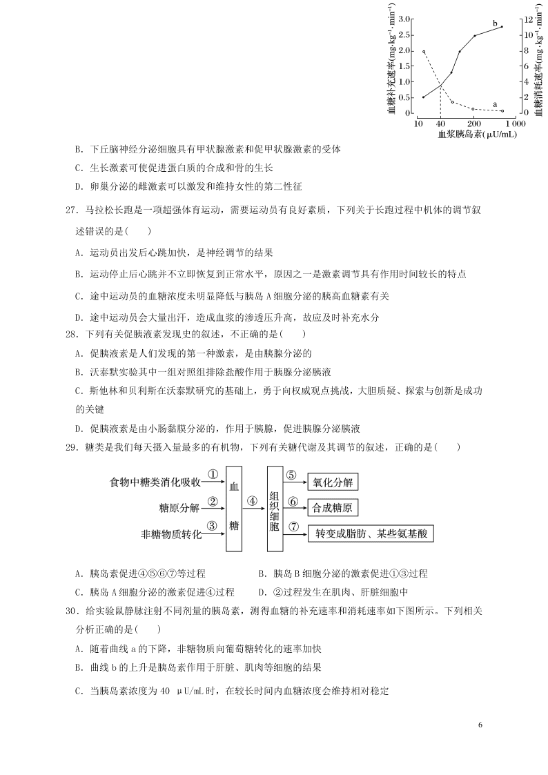 陕西省洛南中学2020—2021学年度高二（上）生物第一次月考试题（含答案）