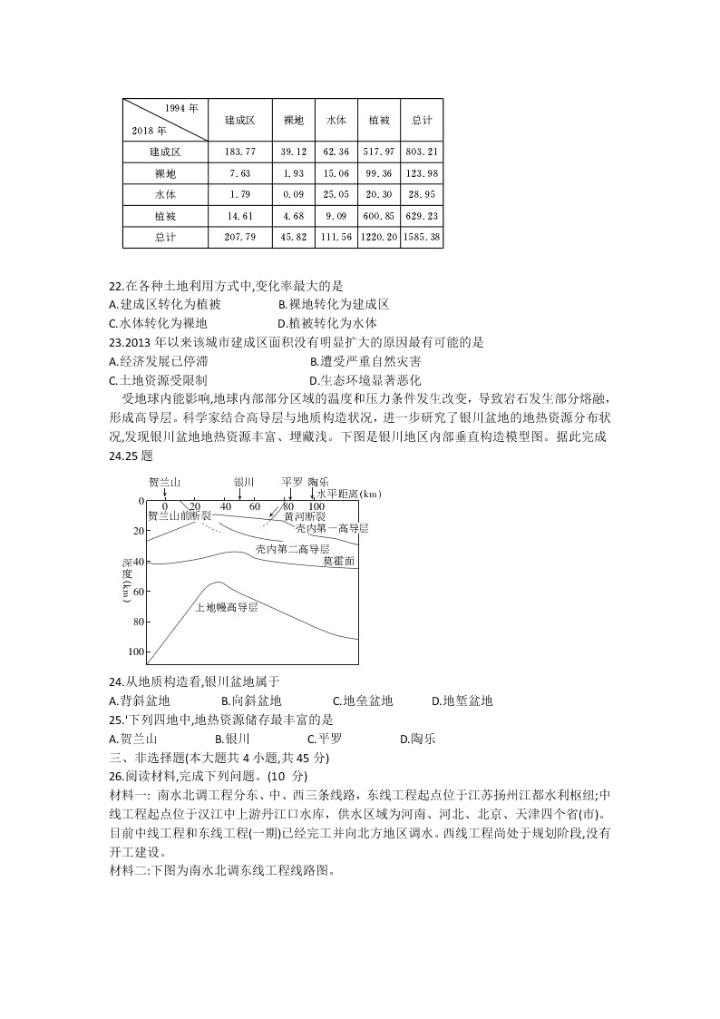 浙江省百校2021届高三地理9月联考试题（Word版附答案）