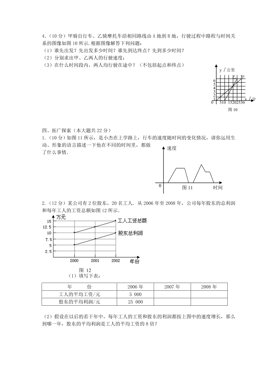 北师大版七年级数学下册第4章《变量之间的关系》单元测试试卷及答案（6）