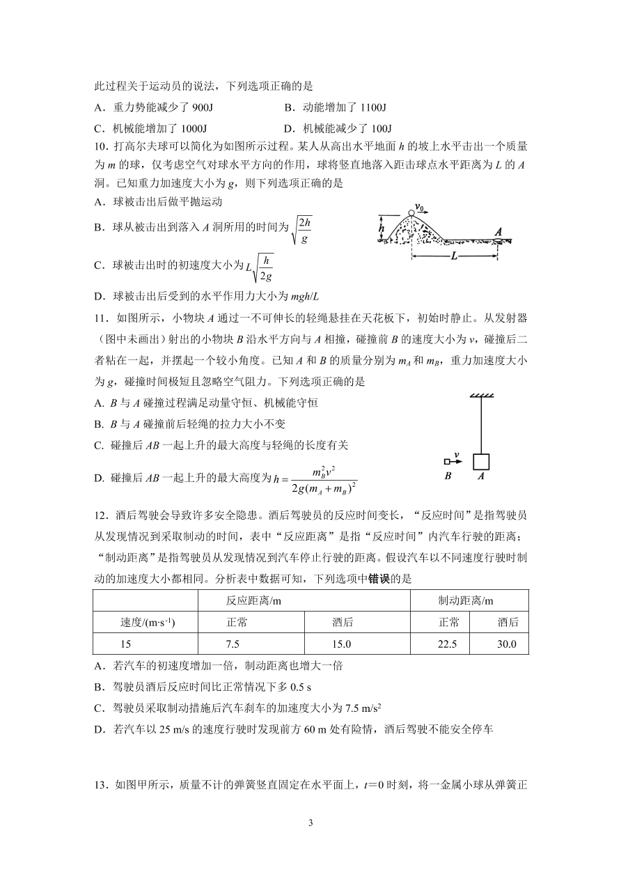 北京市朝阳区2021届高三物理上学期期中试题（Word版附答案）