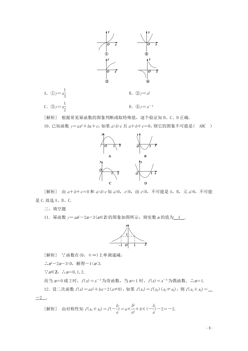 2021版高考数学一轮复习 第二章08幂函数与二次函数 练案（含解析）