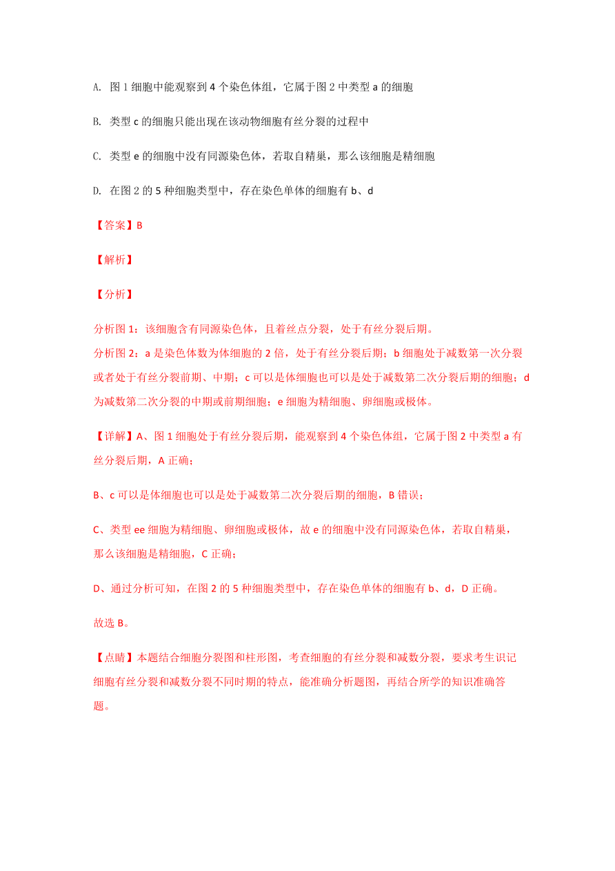 2020-2021学年高三生物一轮复习易错题05 遗传的细胞基础