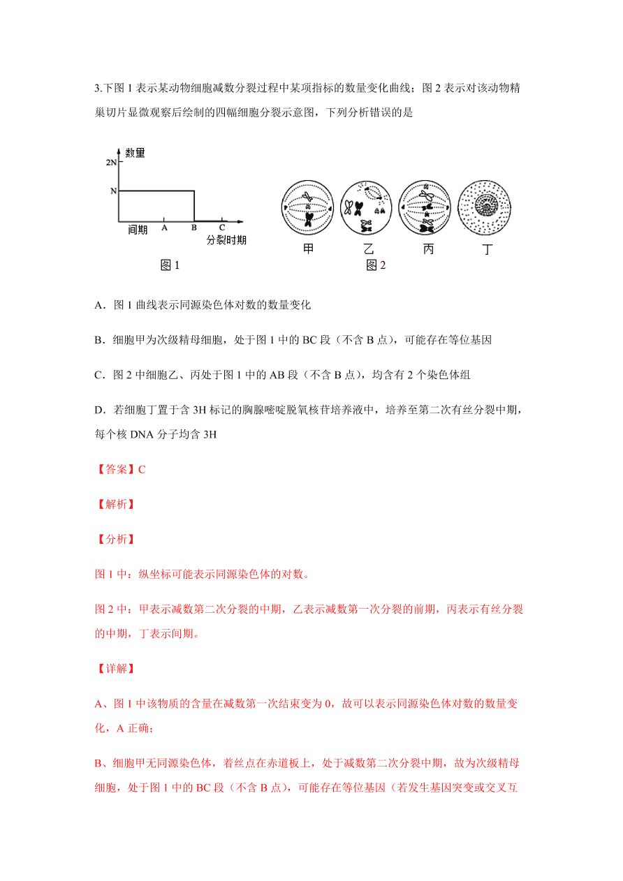 2020-2021学年高三生物一轮复习易错题05 遗传的细胞基础