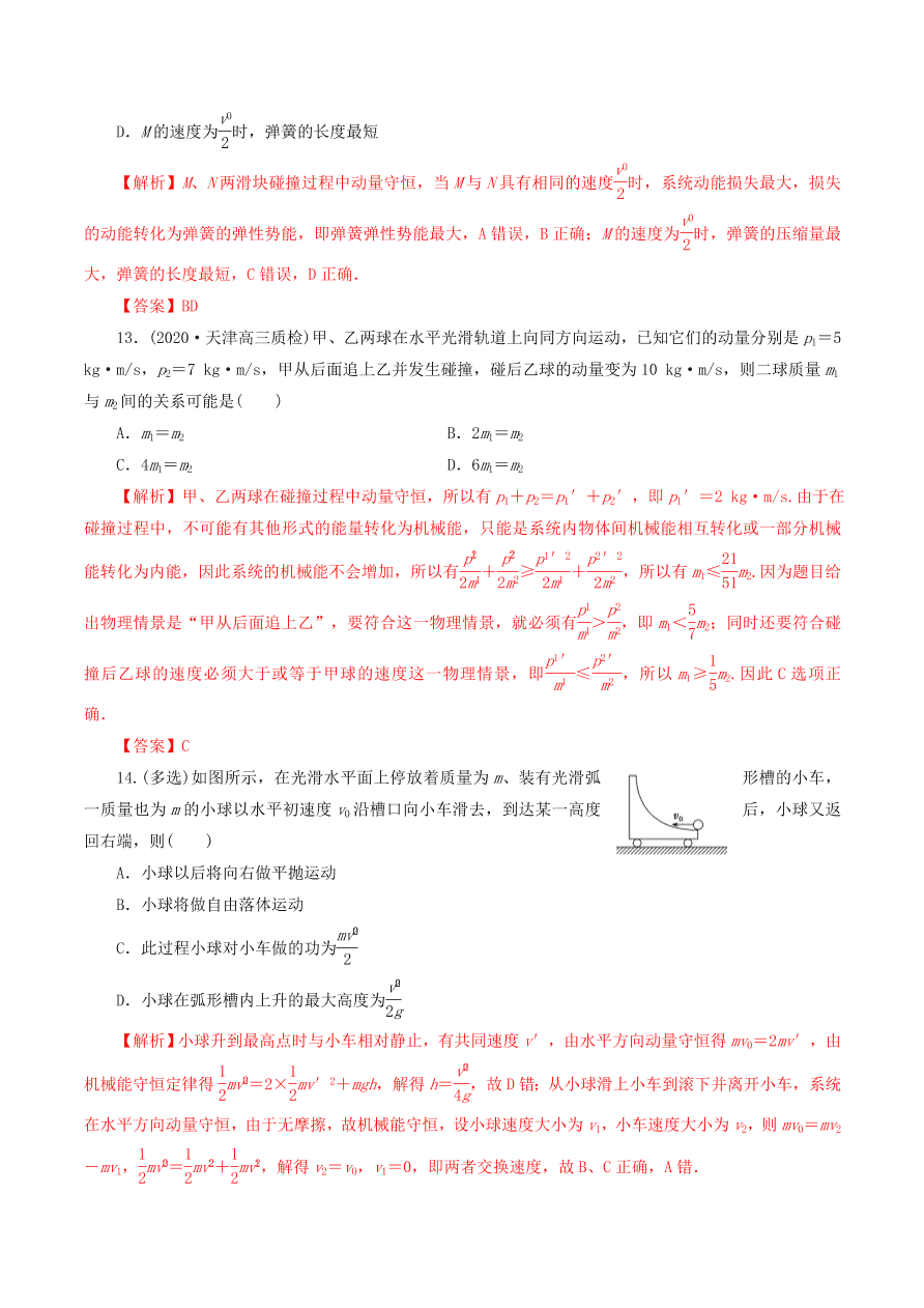 2020-2021年高考物理重点专题讲解及突破07：碰撞与动量守恒