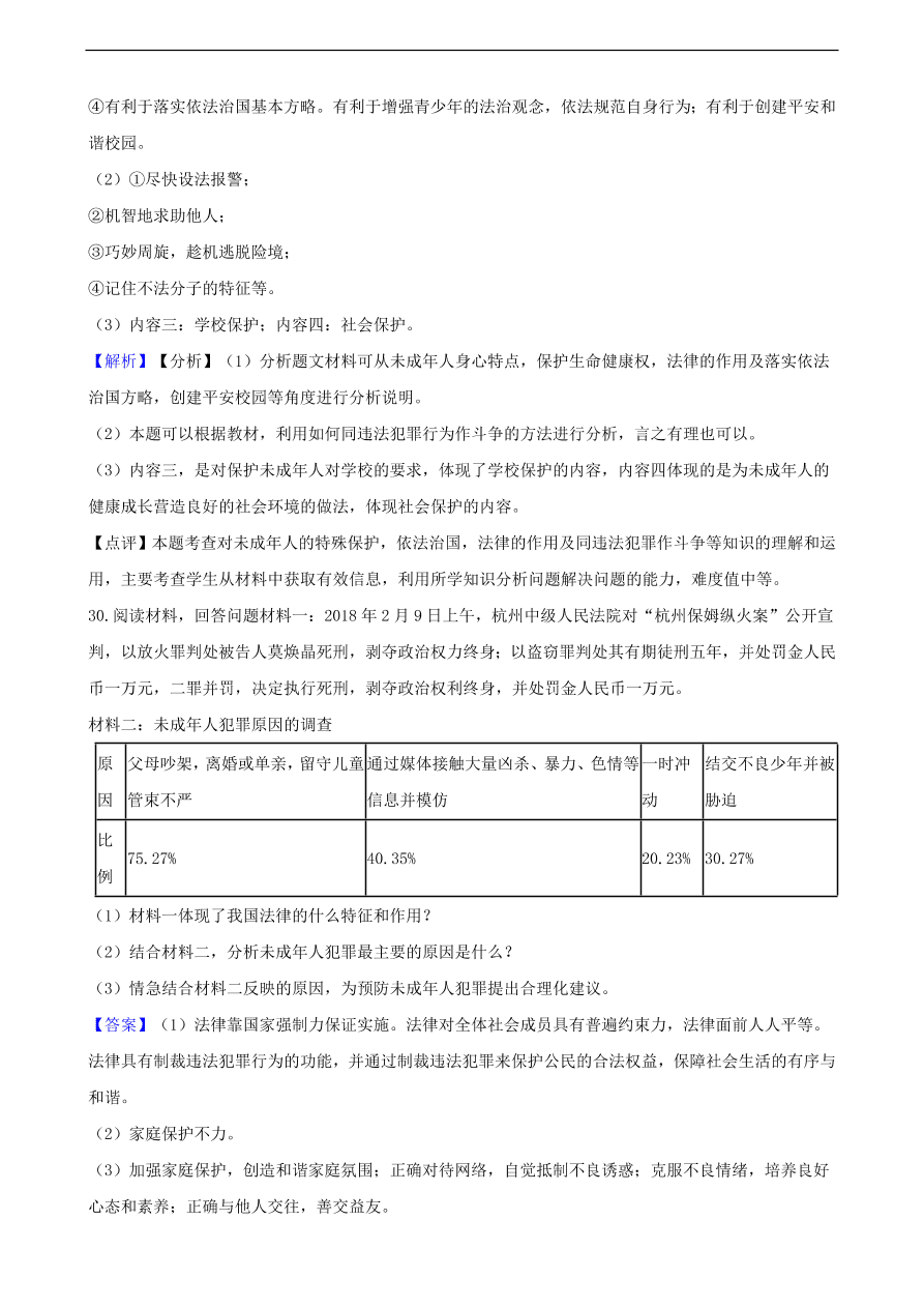 中考政治特殊保护知识提分训练含解析