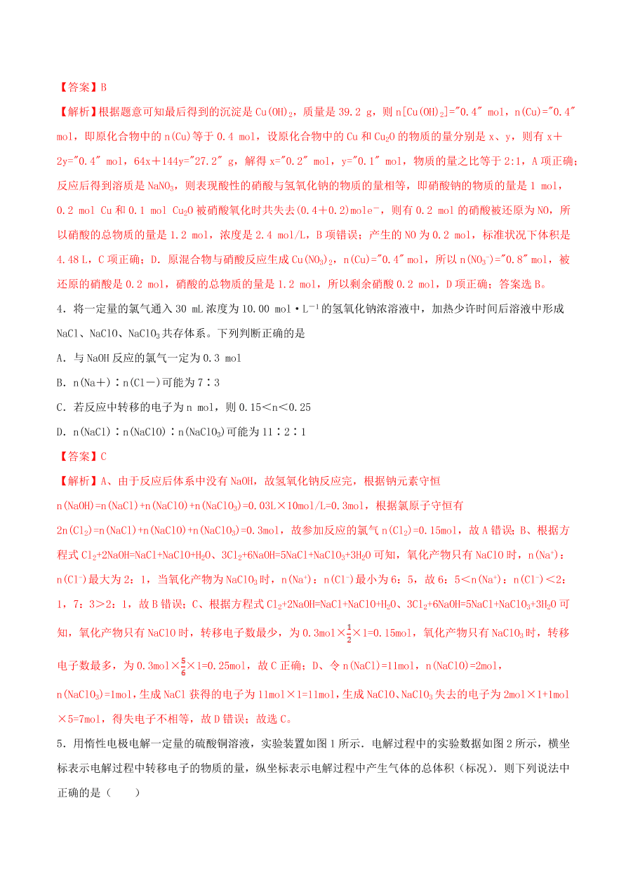 2020-2021年高考化学精选考点突破03 化学计量