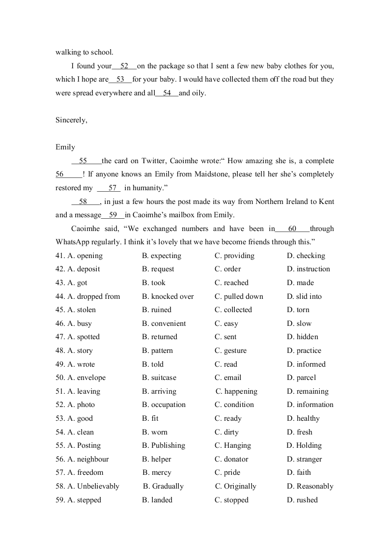 江西省奉新县第一中学2021届高三英语上学期第一次月考试题（Word版附答案）