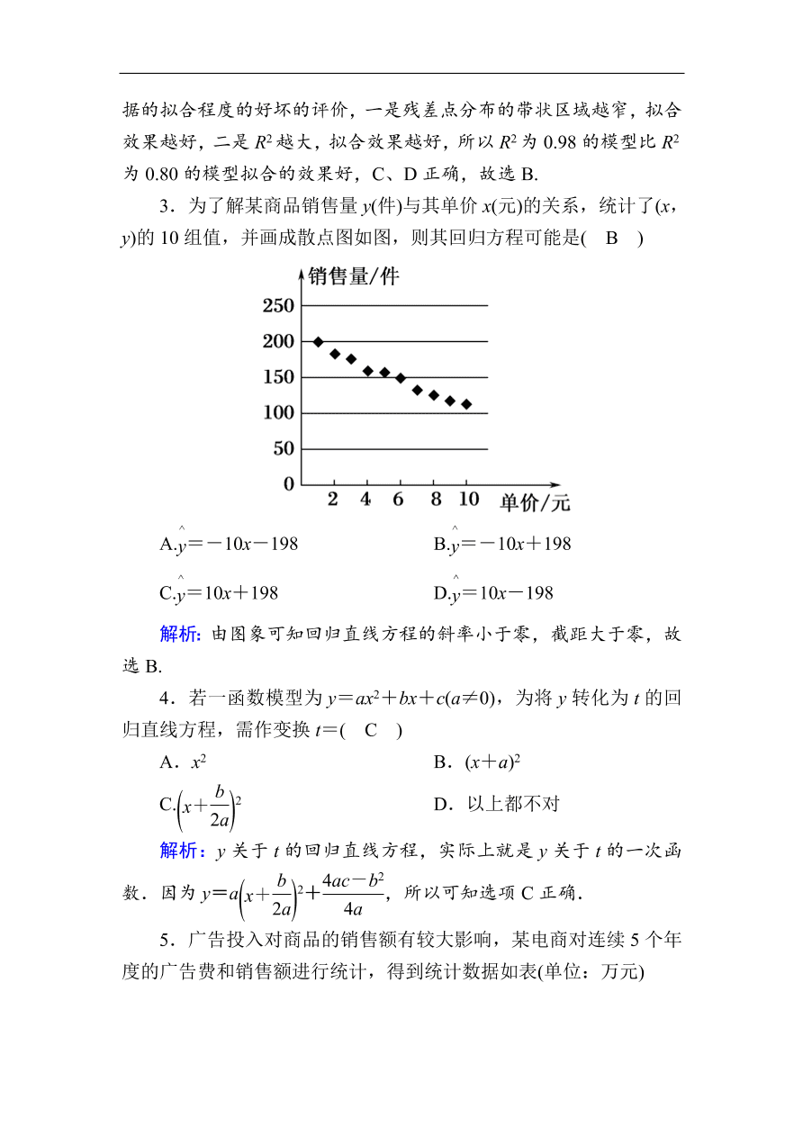 2020版高考数学人教版理科一轮复习课时作业61 变量间的相关关系、统计案例（含解析）