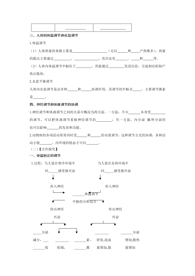 2020-2021年高考生物一轮复习知识点练习第02章 动物和人体生命活动的调节（必修3）