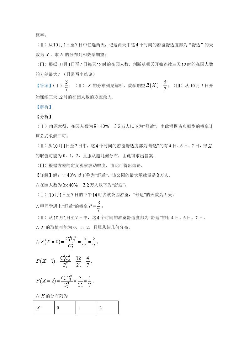 北京市房山区2020届高三数学第二次模拟检测试题（Word版附解析）