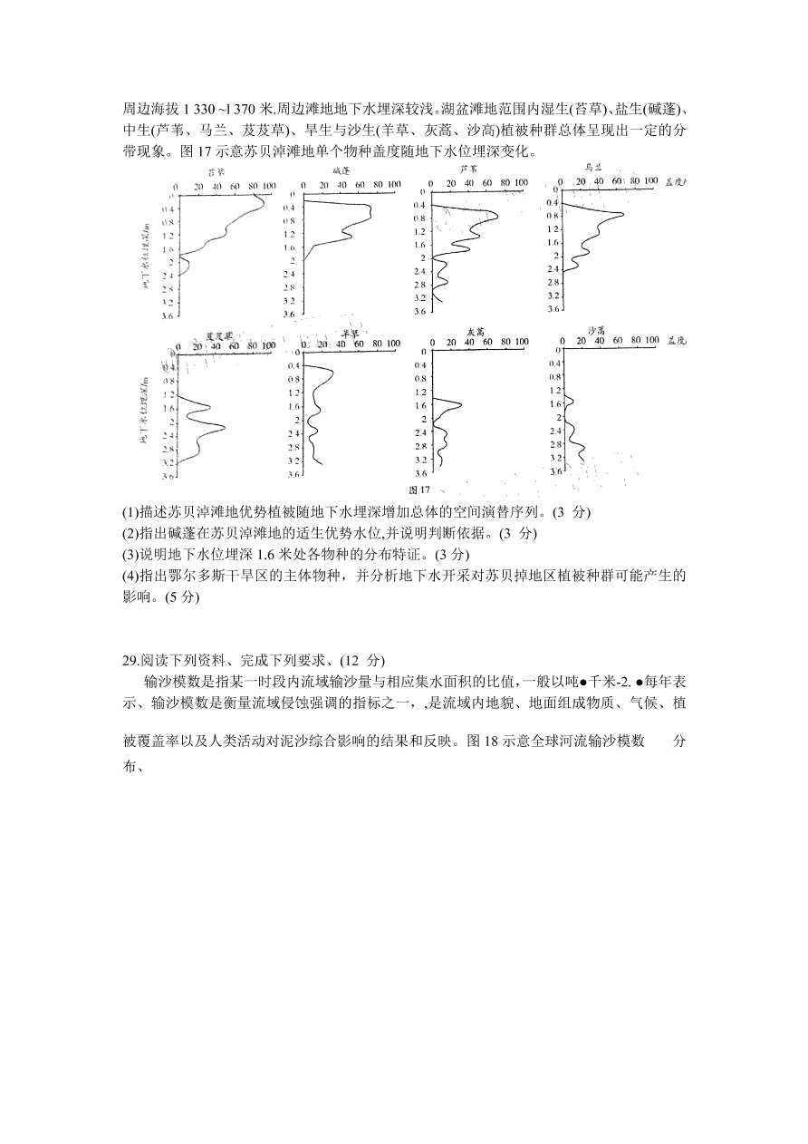 河南省名校2021届高三地理上学期第三次联考试题（附答案Word版）