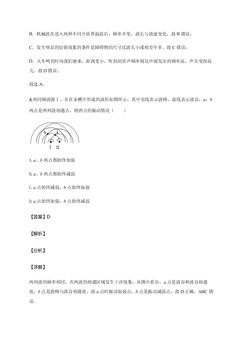 人教版高二物理暑假专练：机械波（word版含答案）