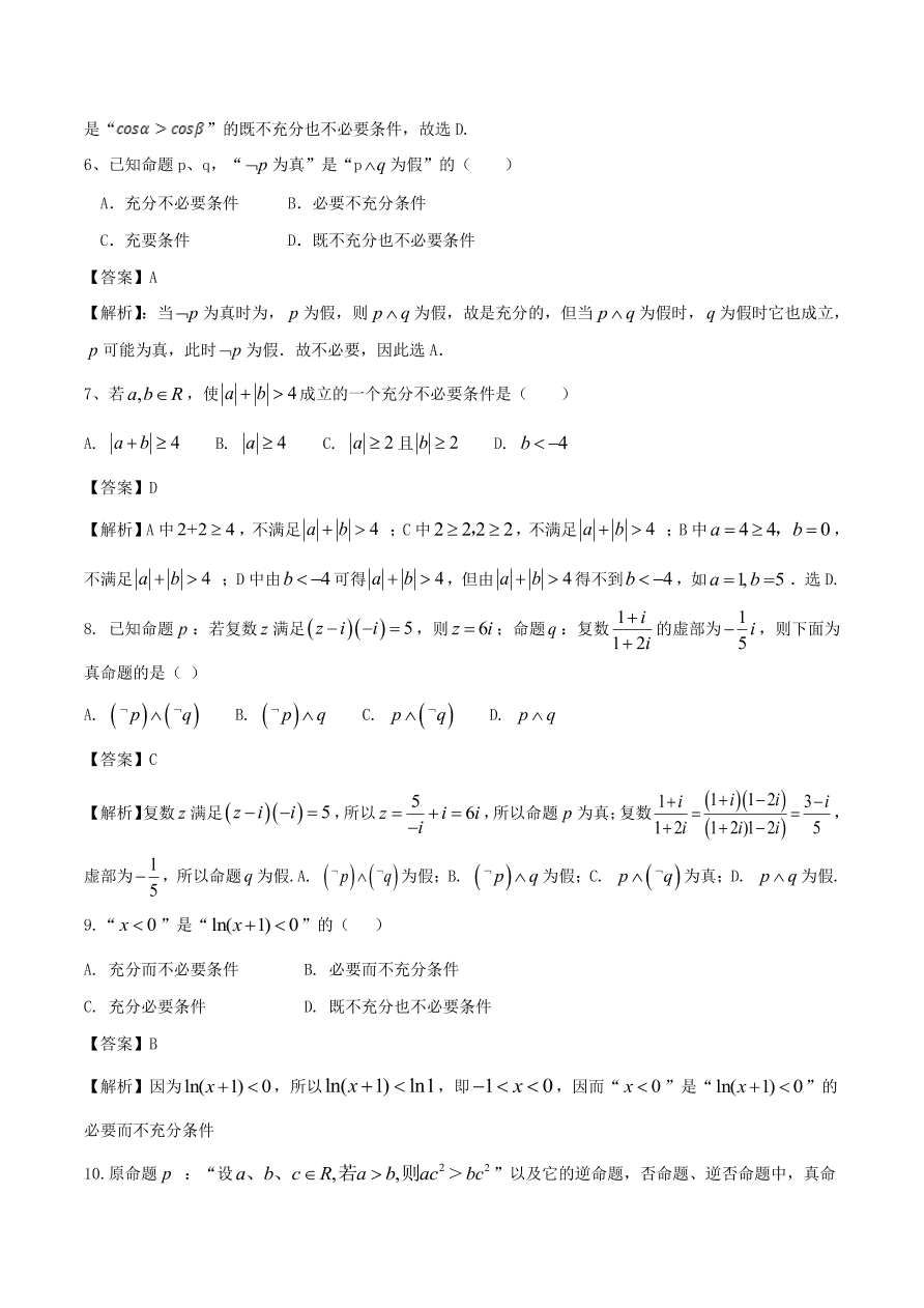 2020-2021年新高三数学一轮复习考点 常用逻辑用语（含解析）