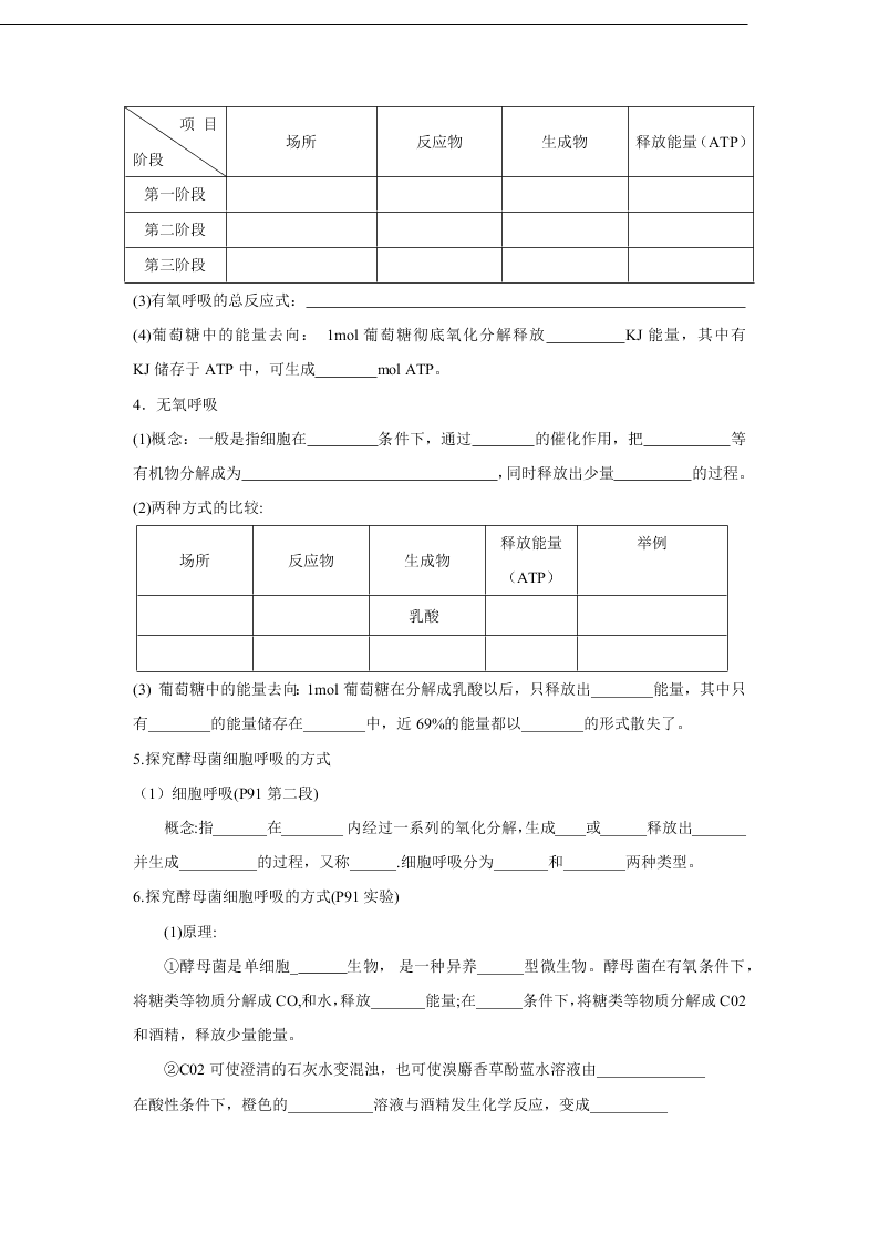 2020-2021年高考生物一轮复习知识点练习第05章 细胞的能量供应和利用（必修1）