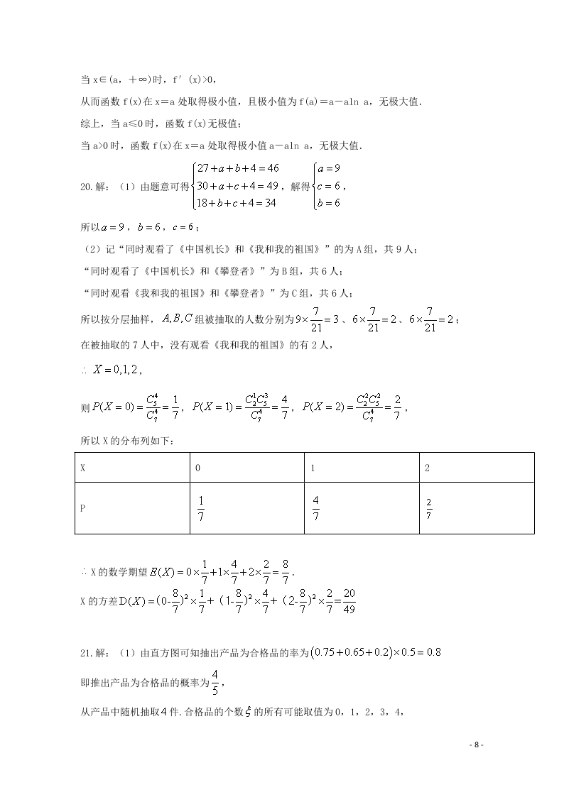 黑龙江省牡丹江市第一高级中学2021届高三（理）数学上学期开学考试试题（含答案）