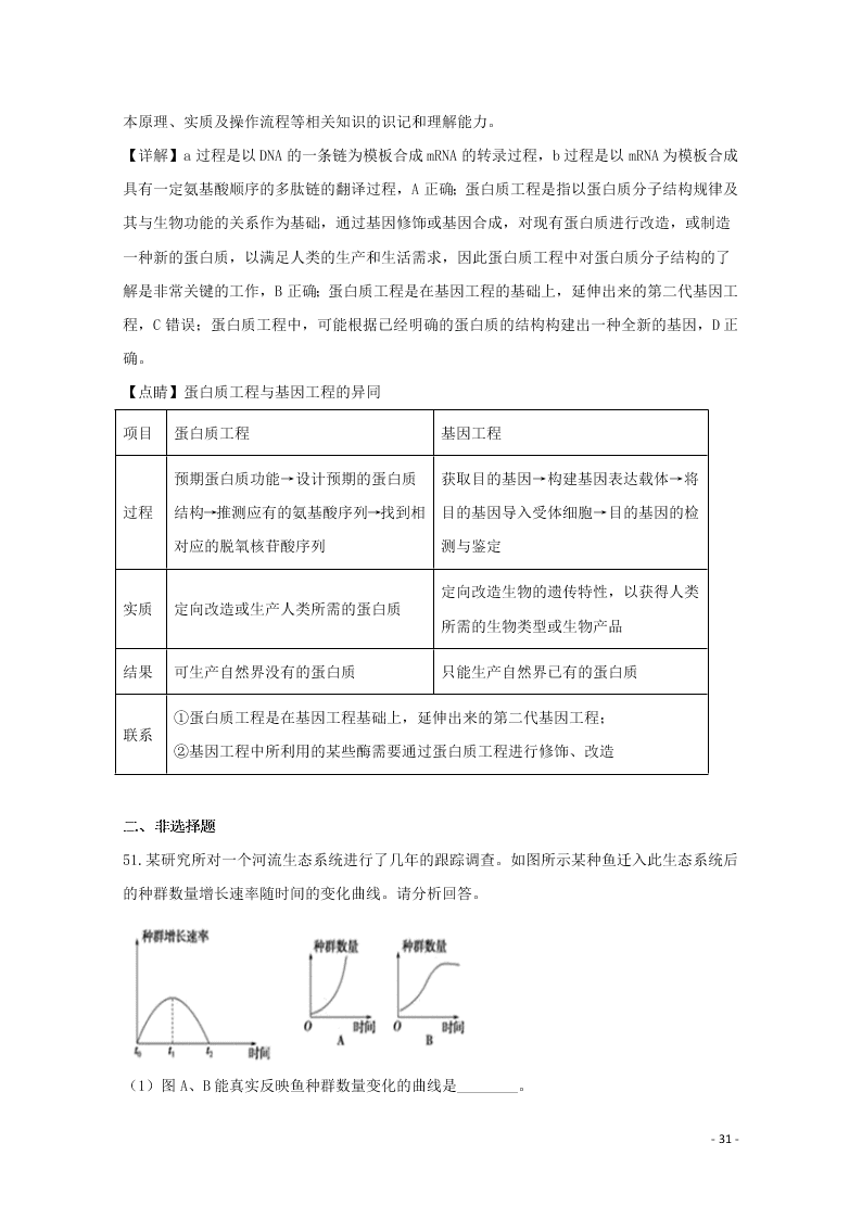 黑龙江省大庆市十中2020学年高二生物上学期期末考试试题（含解析）